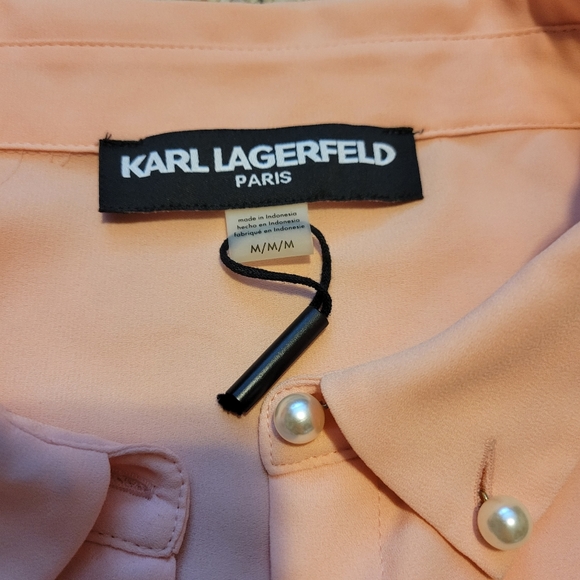 Karl Lagerfeld Women's Med peach thin top NWOT - Picture 3 of 3